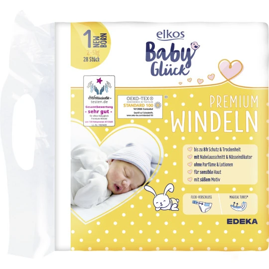 Elkos Baby Glück Premium Windeln 1 Newborn 2-5KG 28ST 3 Elkos Baby Glück Premium Windeln 1 Newborn 2-5KG 28ST